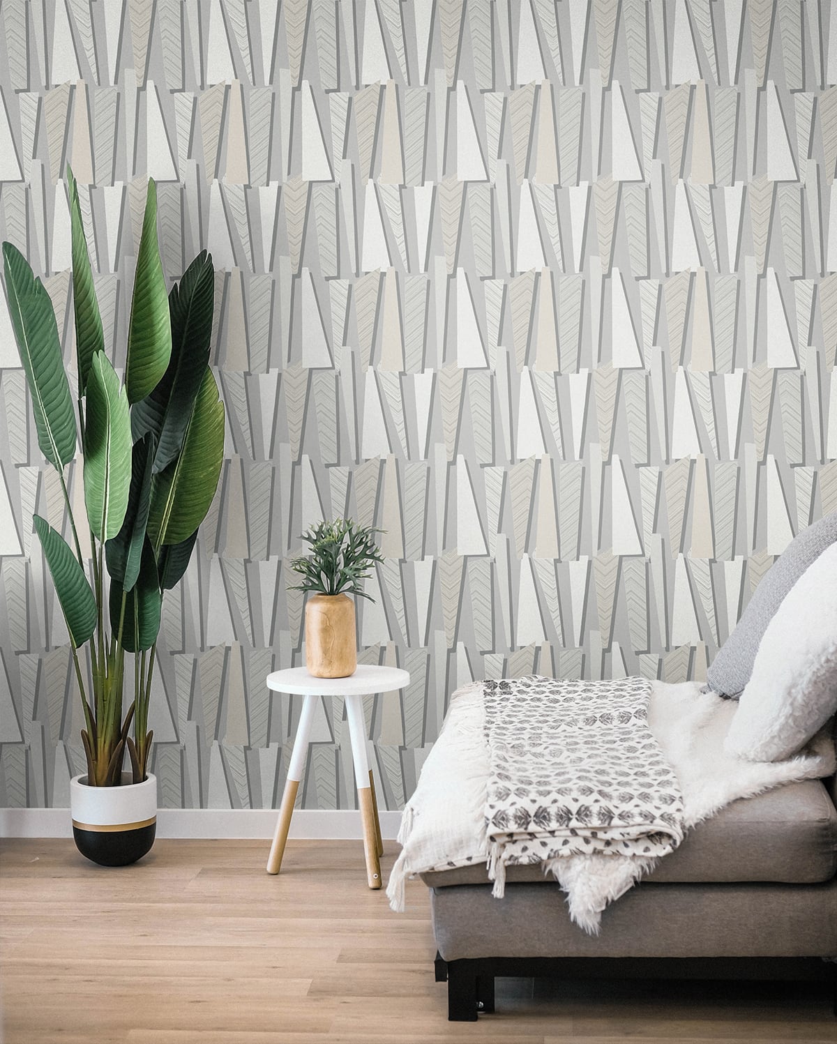 Geometric Shadows Stone by The Simple Life Geometric Wallpaper – Seabrook Designs SL80806