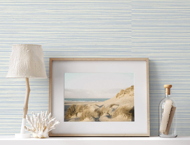 Calm Seas Blue Mist by The Simple Life Striped Wallpaper – Seabrook Designs SL80902
