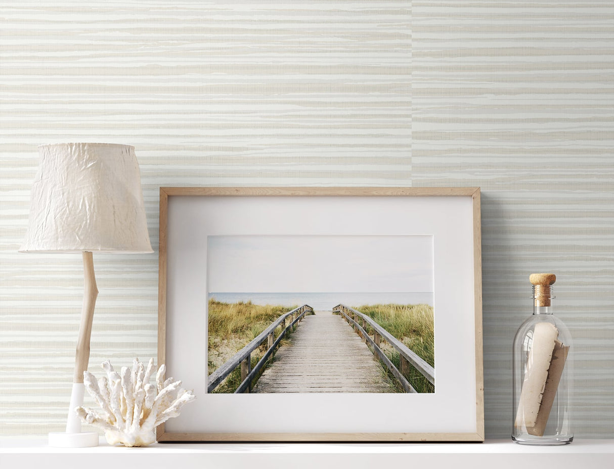 Calm Seas Fog by The Simple Life Striped Wallpaper – Seabrook Designs SL80903