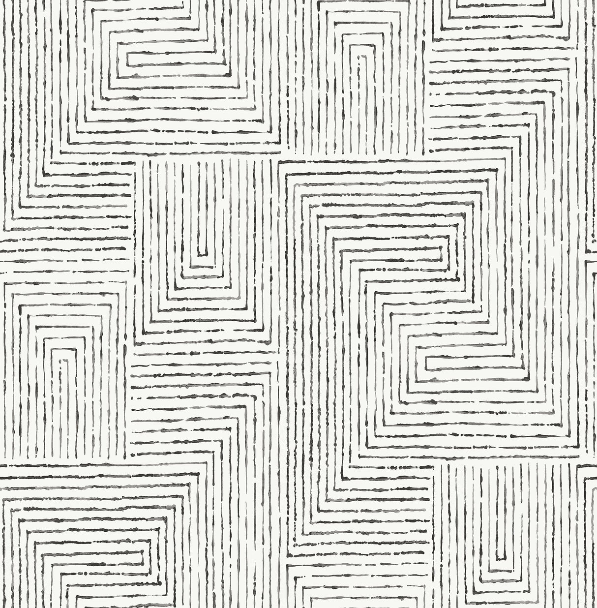 Ink Black Peel & Stick Wallpaper with Abstract Geometric Pattern - NuWallpaper SLS3975