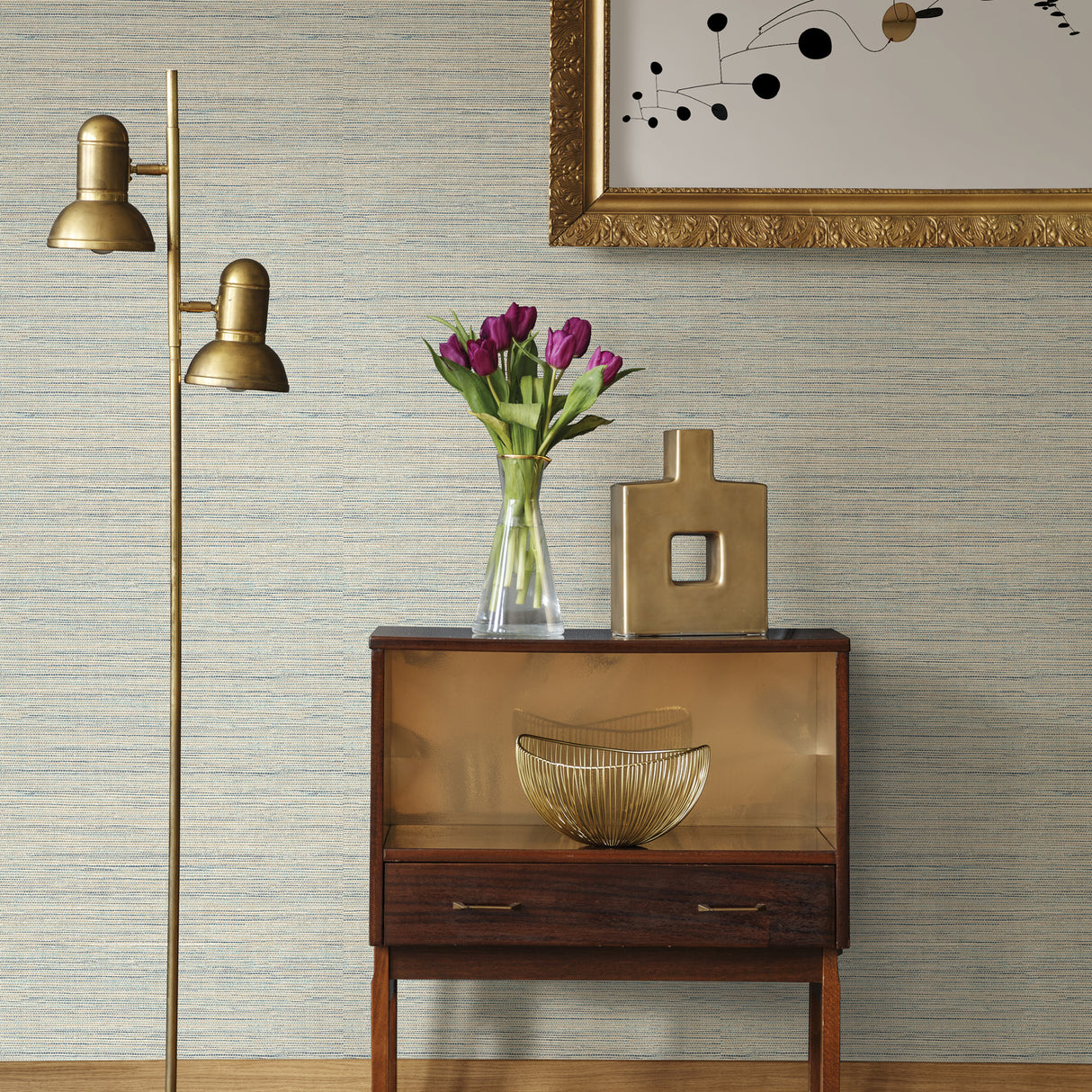 Artisan Weave Mist Self Adhesive Peel and Stick Wallpaper by NuWallpaper, 20.5 in x 18 ft Roll, Covers About 30.75 sq. ft - SLW3397
