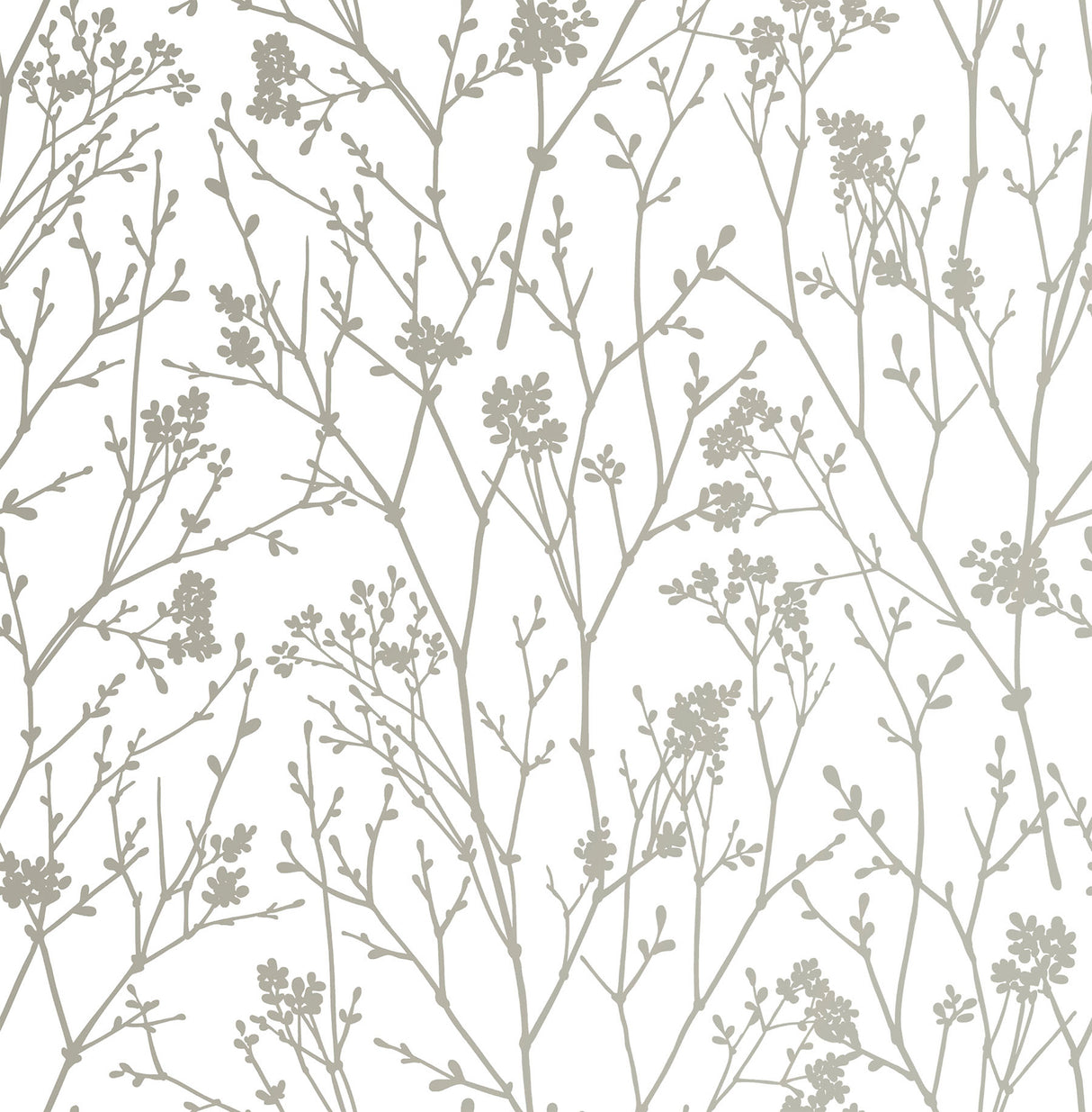 Whistler Grey and White Botanical Branches Peel and Stick Wallpaper by NuWallpaper - SLW3416