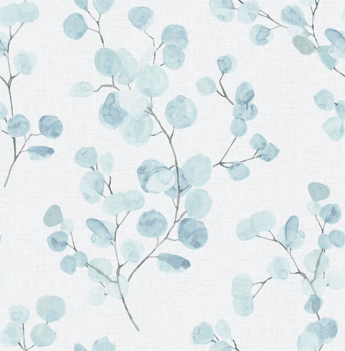 Bliss Blue Watercolor Eucalyptus Peel and Stick Wallpaper by NuWallpaper SLW3419