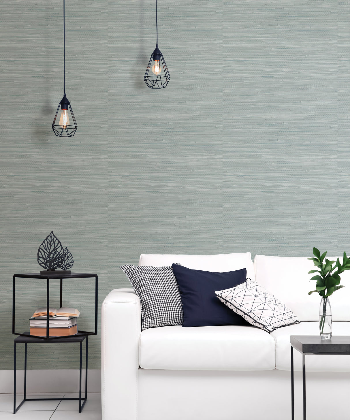 Seagrass Mist Peel and Stick Self Adhesive Removable Grasscloth Textured Wallpaper for DIY Home Decor by NuWallpaper - SLW3707