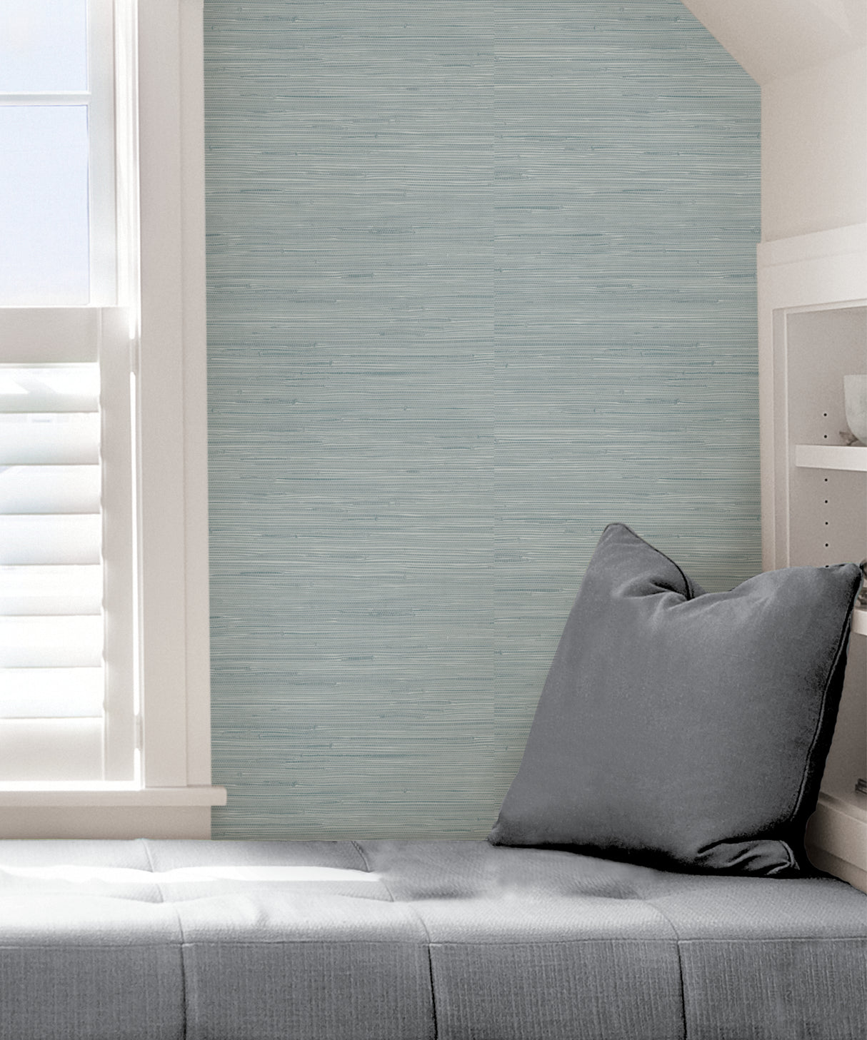 Seagrass Mist Peel and Stick Self Adhesive Removable Grasscloth Textured Wallpaper for DIY Home Decor by NuWallpaper - SLW3707