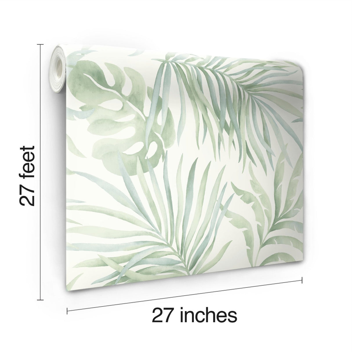 Paradise Palm Light Green Wallpaper with Botanical Palm Leaf Pattern - York SO2452