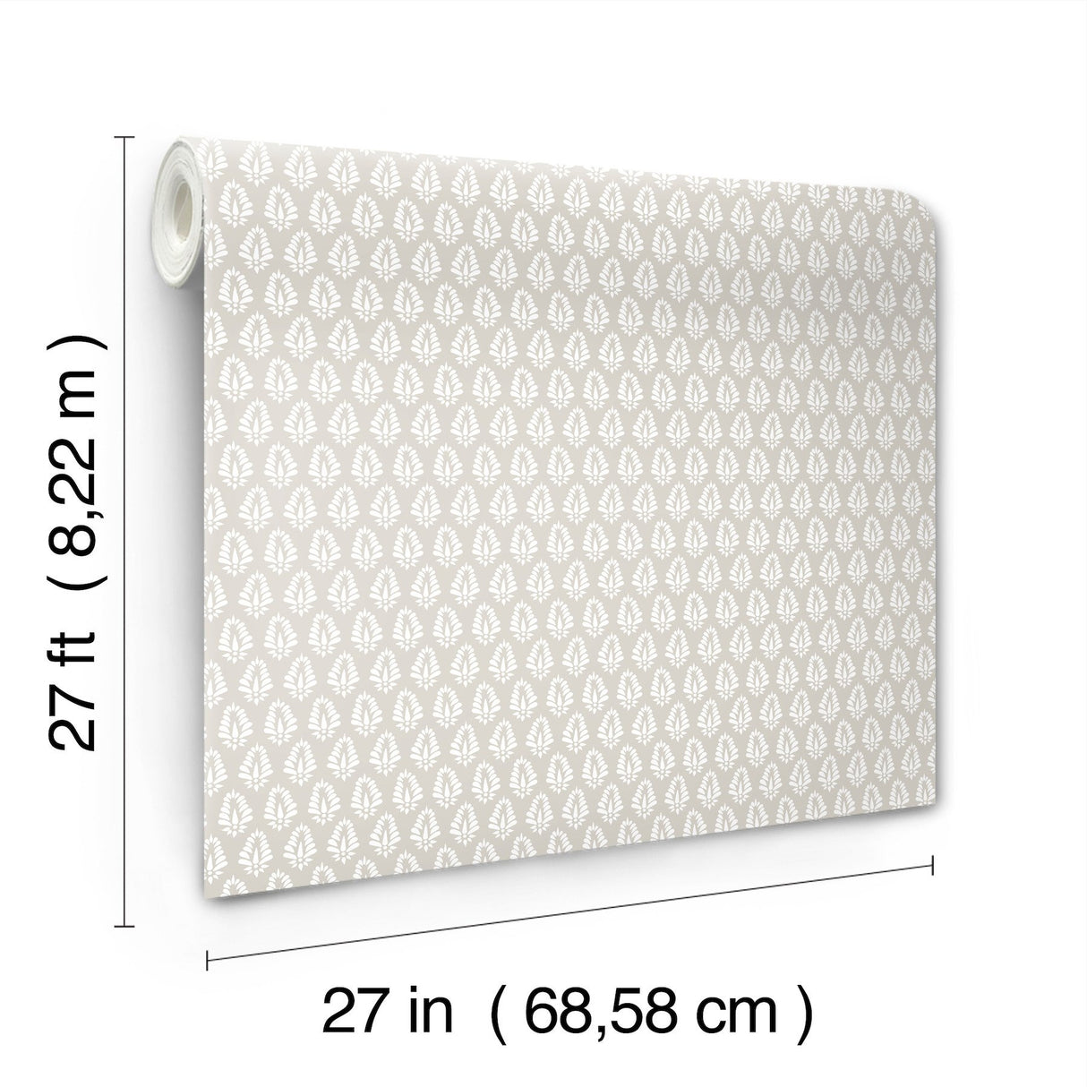 Mehndi Taupe Wallpaper with Petite Botanical Medallion Small Print - York SP1522