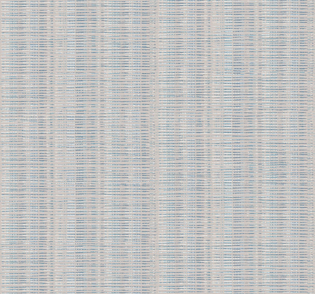 Broken Boucle Stripe Putty & Blue Wallpaper with Bohemian Striped Motif - York SR1517