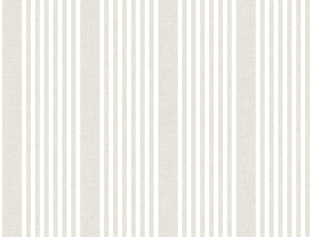 French Linen Stripe Soft Linen Wallpaper with Neutral Linen-Look Vertical Stripes - York SR1581
