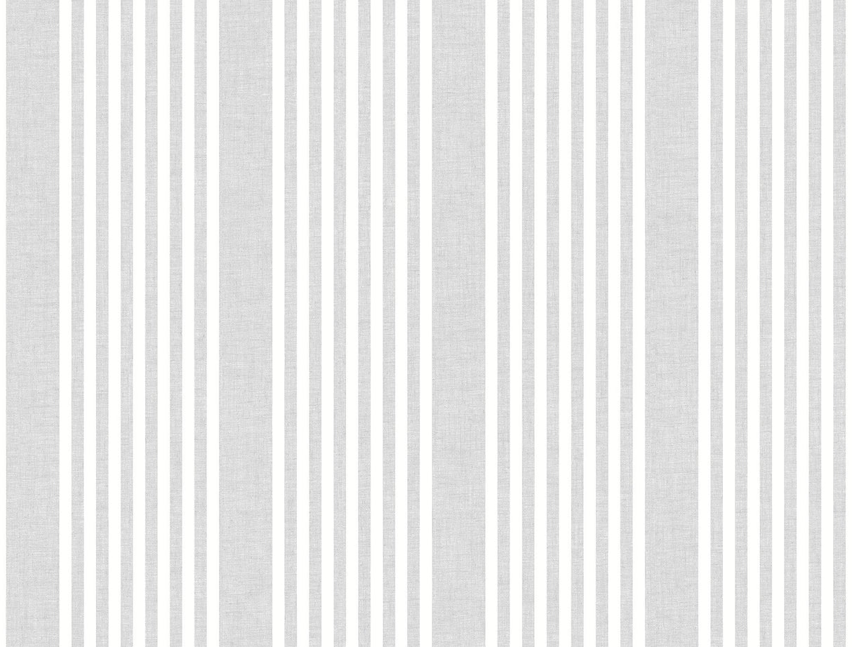 French Linen Stripe Arctic Grey Prepasted Wallpaper with Farmhouse Striped Pattern - York SR1582MH