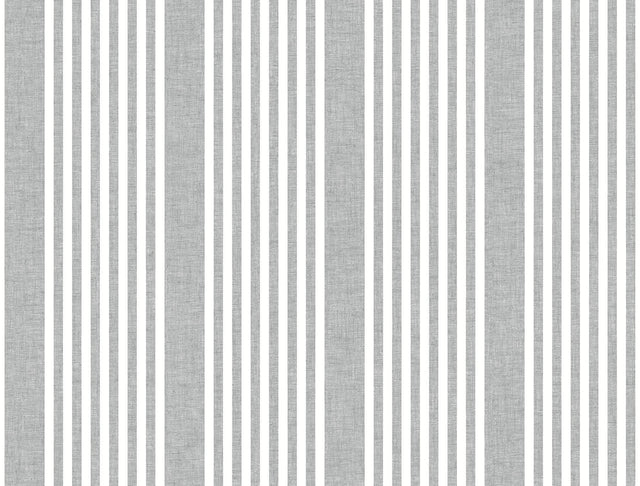 French Charcoal Linen Stripe Wallpaper in Charcoal with Farmhouse Stripes Pattern - York SR1586MH