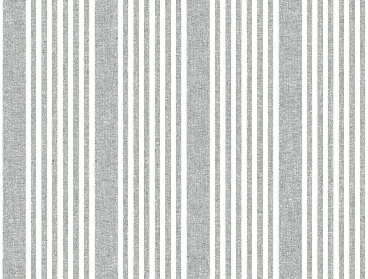 French Charcoal Linen Stripe Wallpaper in Charcoal with Farmhouse Stripes Pattern - York SR1586MH