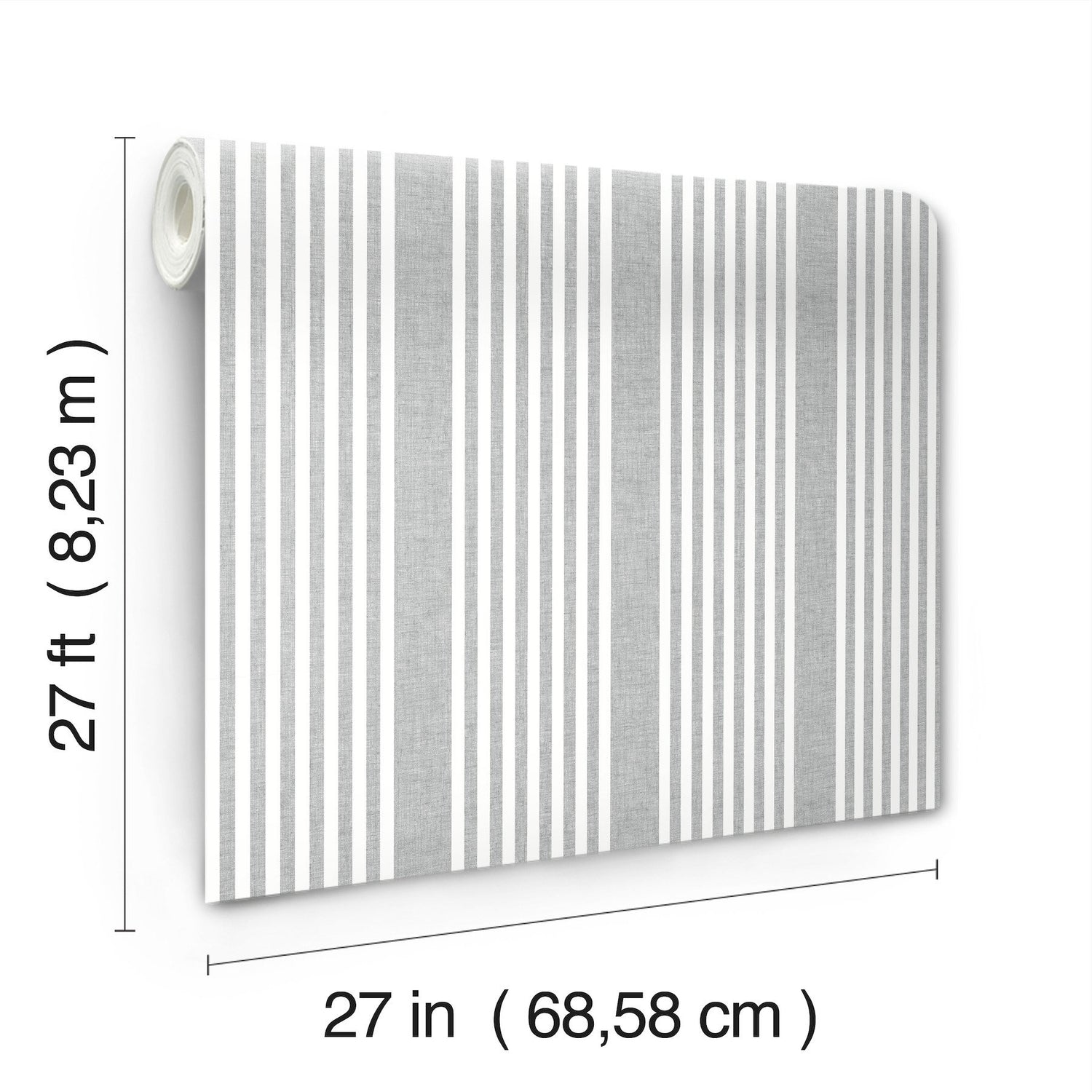 French Charcoal Linen Stripe Wallpaper in Charcoal with Farmhouse Stripes Pattern - York SR1586MH