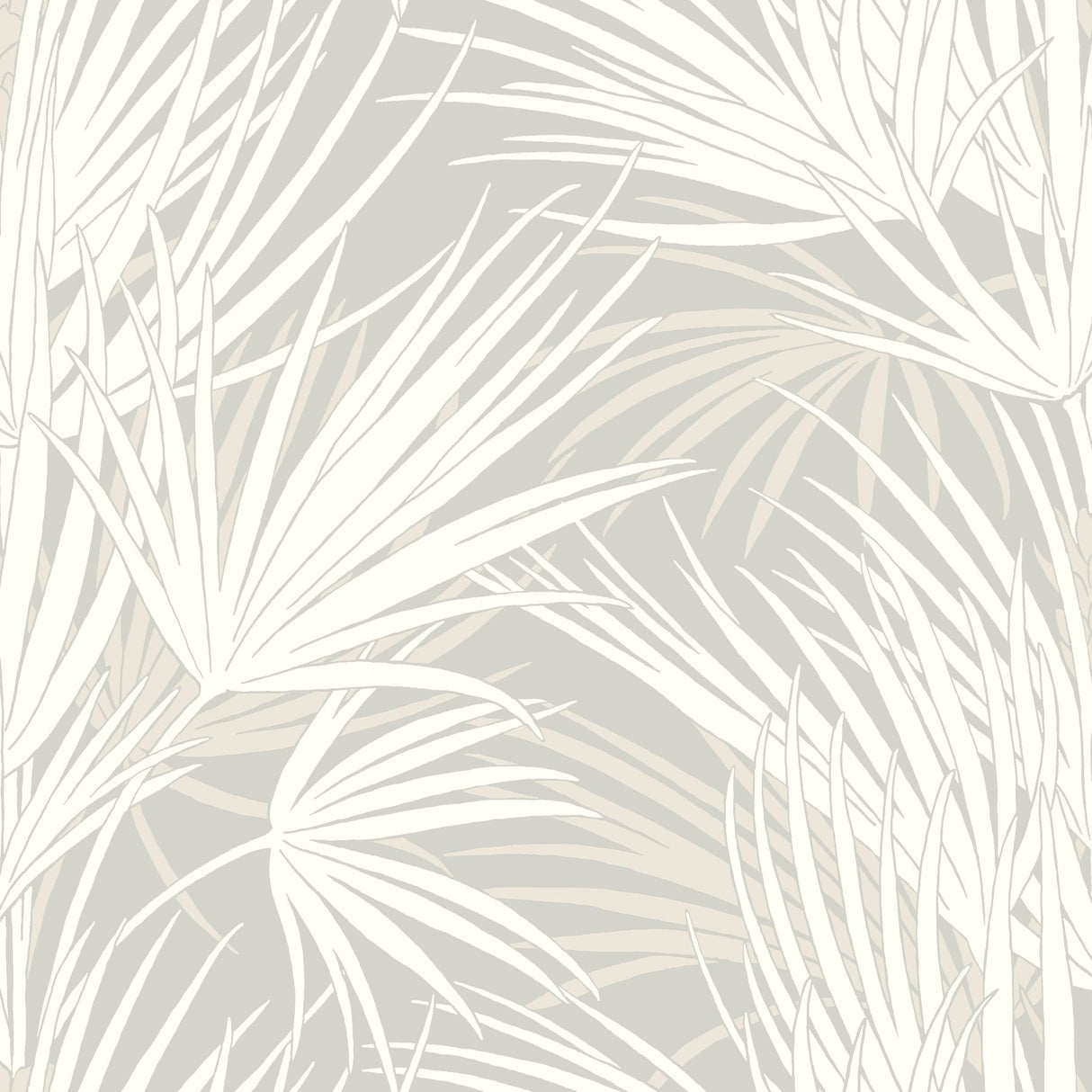 Palmetto Grey Wallpaper with Tropical Palmetto Leaf Pattern - York SS2541