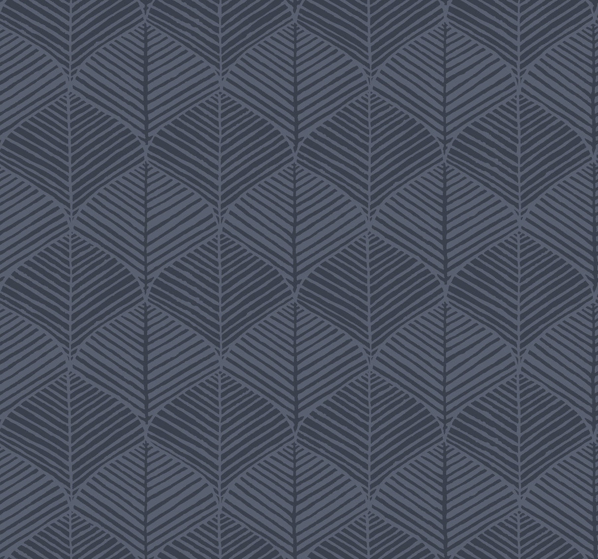 Palm Thatch Navy Wallpaper with Bohemian Chevron Leaf Motif - York SS2564