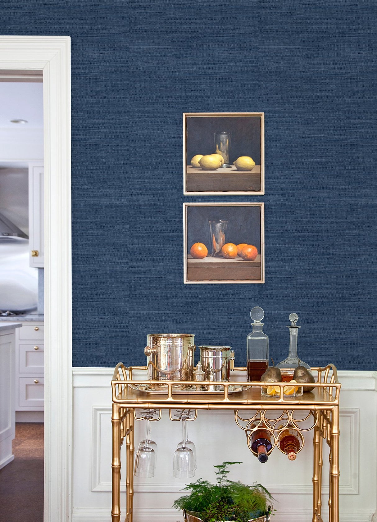 Classic Faux Navy Blue Grasscloth Peel & Stick Wallpaper with Faux Grasscloth Texture - SSS4567