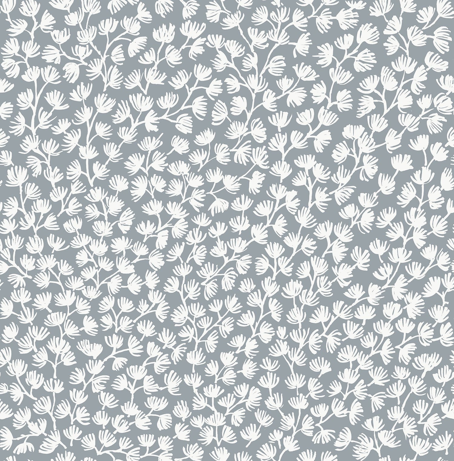 Sea Fern Slate Blue Peel & Stick Wallpaper with Botanical Leaf Motif, Coastal Style - NuWallpaper SSS6305