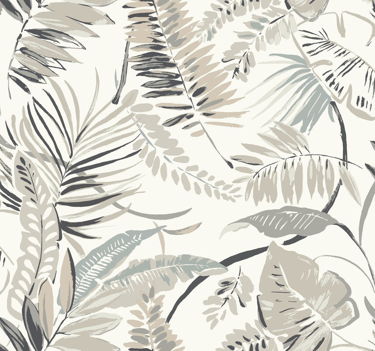 Tropical Toss White Wallpaper with Botanical Palm Leaf Pattern - York TC2622