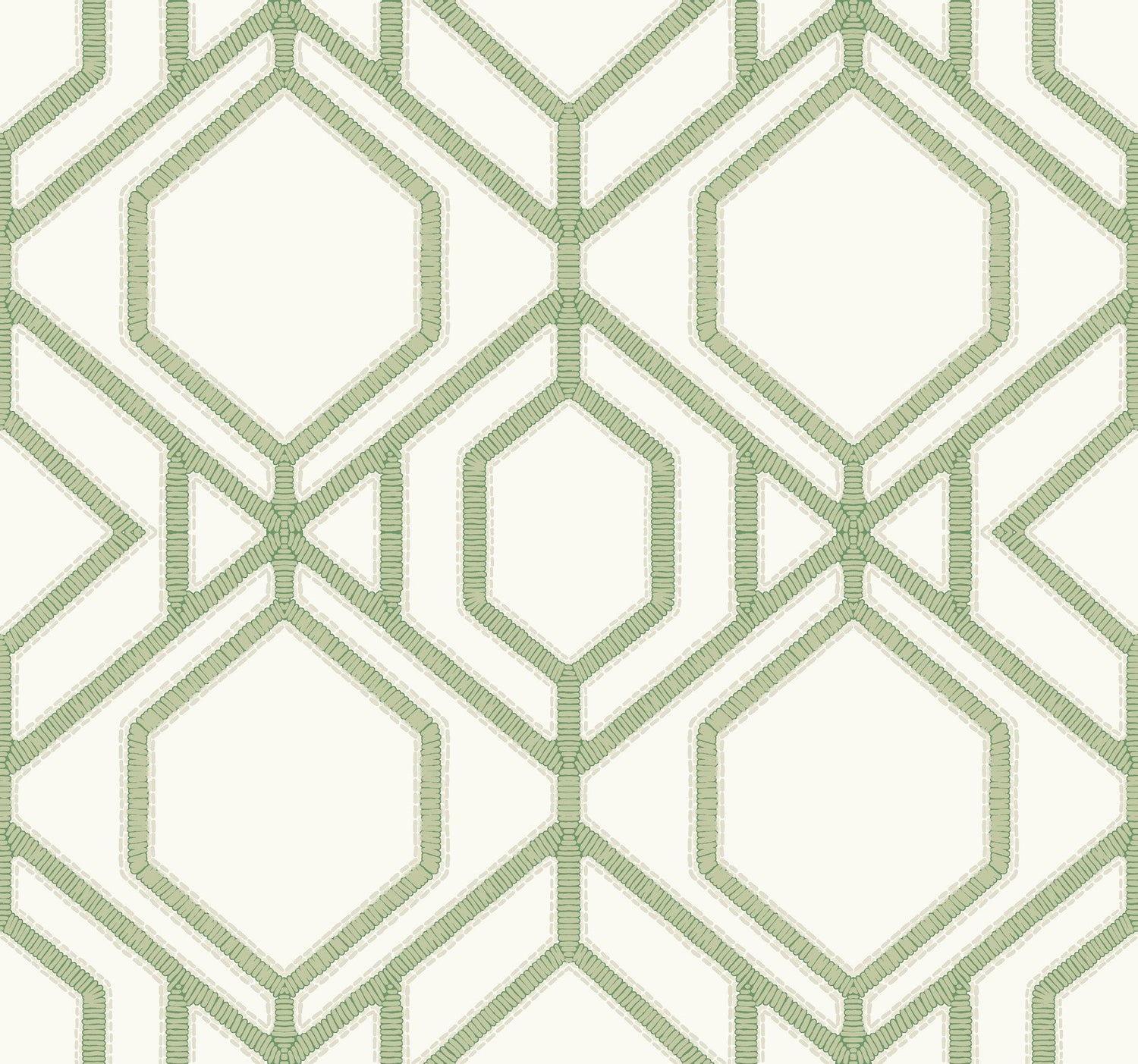 Sawgrass Trellis Green Wallpaper with Geometric Trellis Pattern, Prepasted Sure Strip - York TC2631