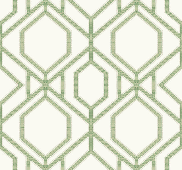 Sawgrass Trellis Green Wallpaper with Geometric Trellis Pattern, Prepasted Sure Strip - York TC2631