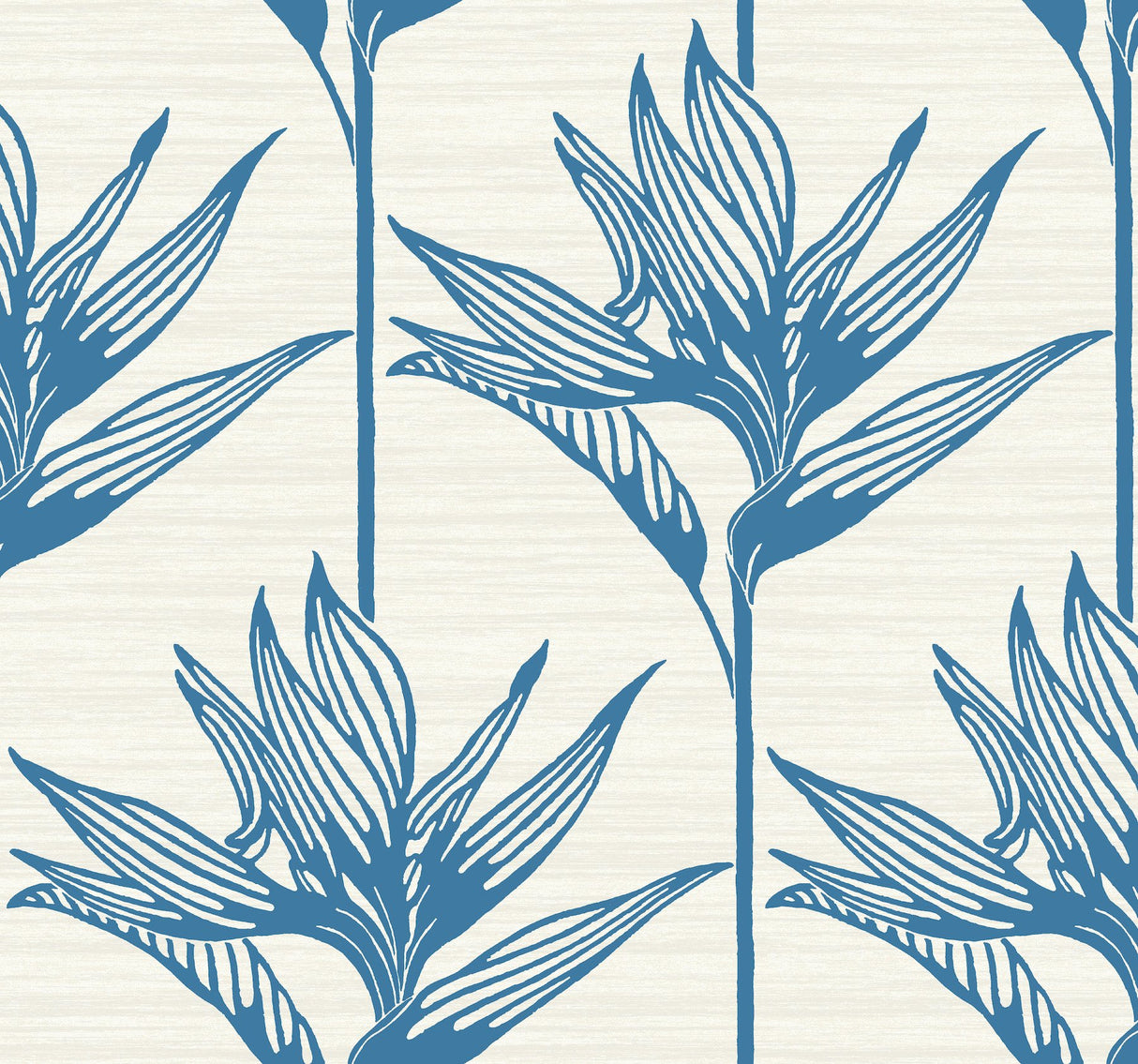 Bird of Paradise Blue Wallpaper with Botanical Tropical Silhouette - York TC2671