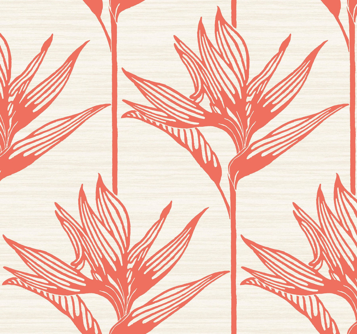 Bird of Paradise Coral Wallpaper with Botanical Tropical Motif - York TC2676
