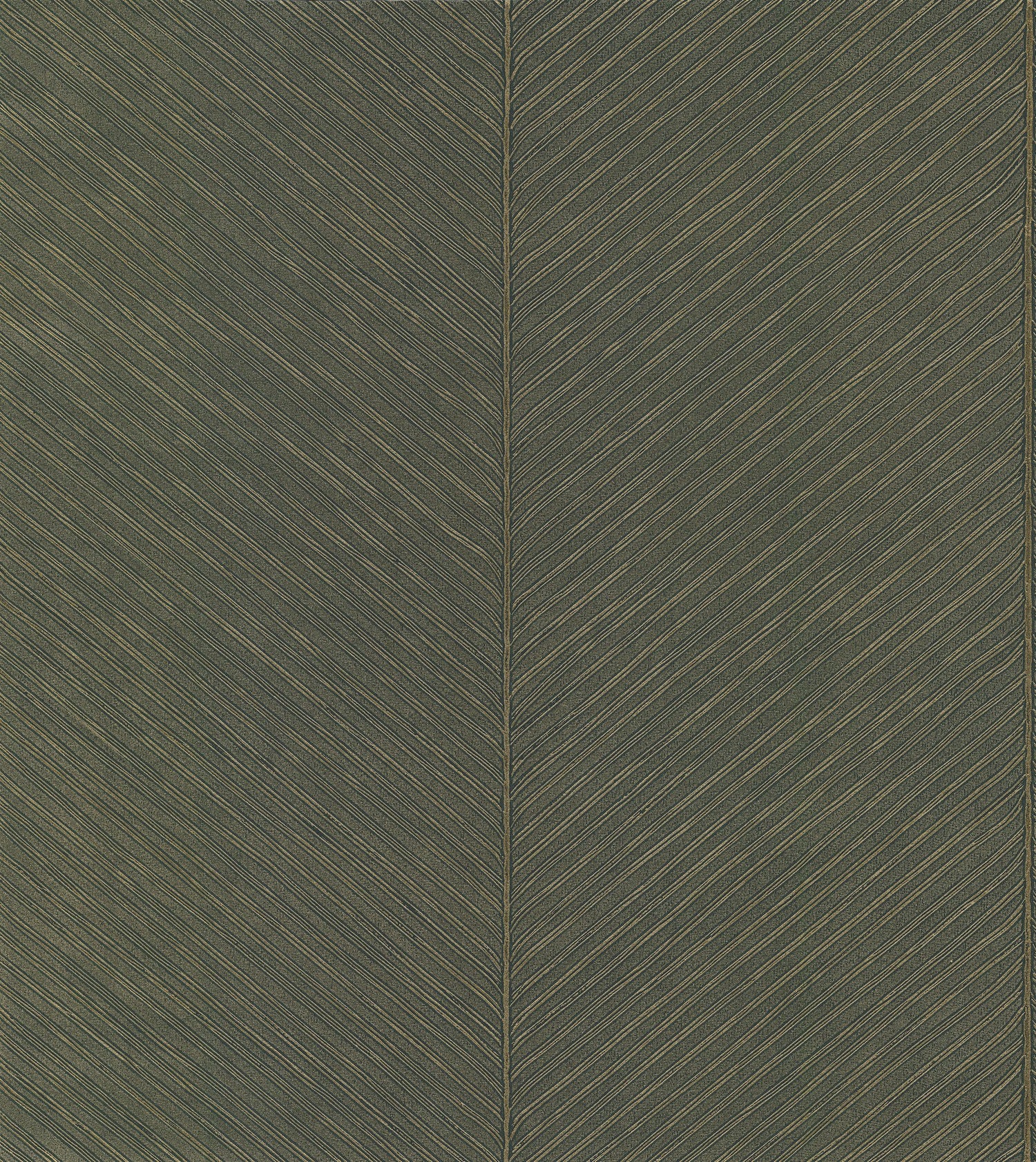 Palm Chevron Green and Gold Non Woven Unpasted Wallpaper with Tropical Palm Leaf Chevron Pattern - York TC2693