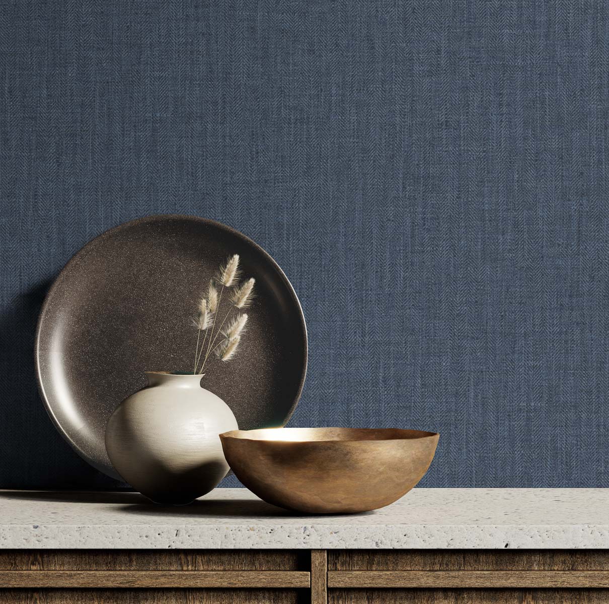 Tweed Indigo by Tedlar Textures Faux Linen Vinyl Wallpaper – DuPont TG60011
