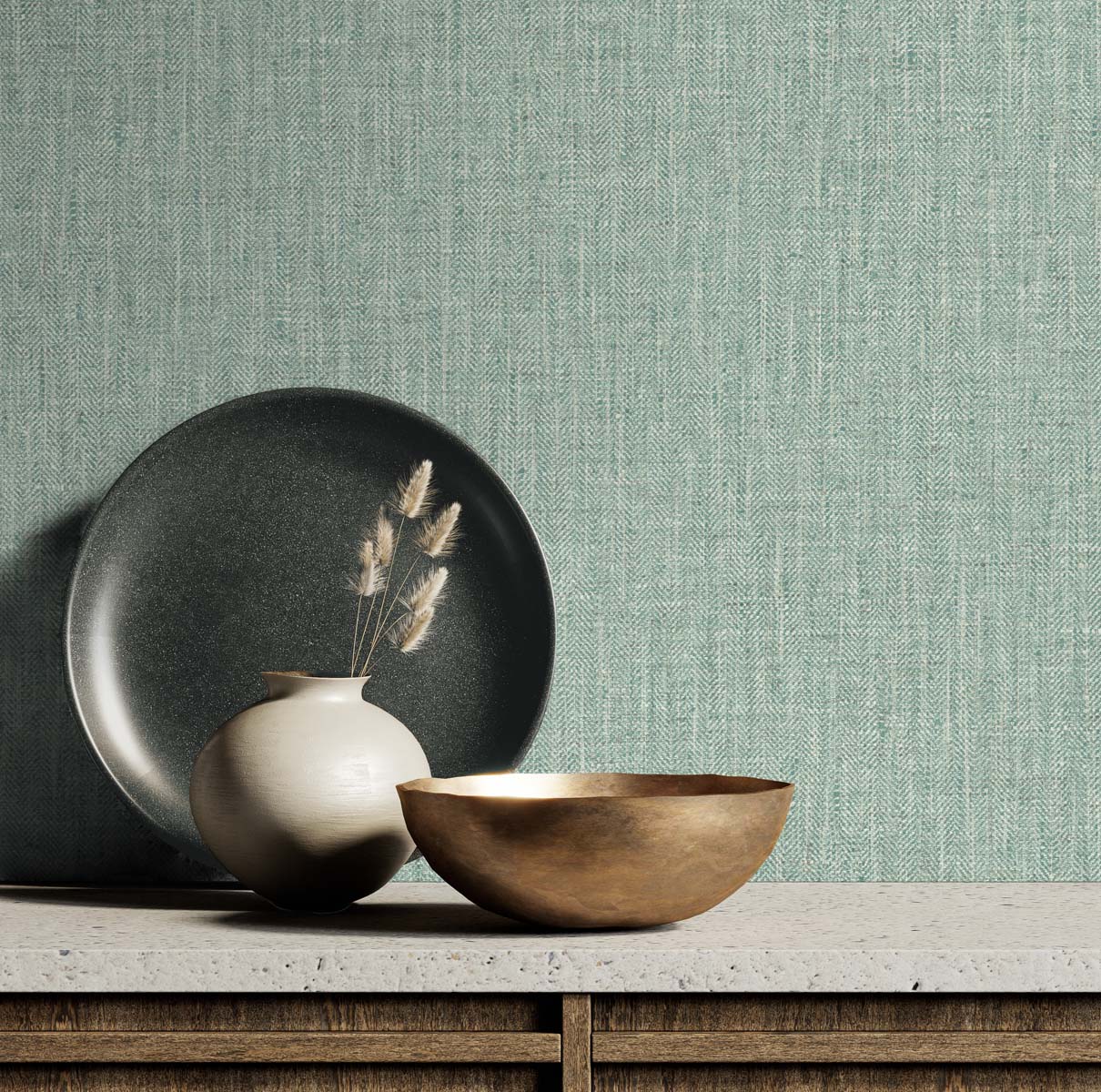 Tweed Wintermint by Tedlar Textures 27in Matte Type II Vinyl Faux Linen Wallpaper – DuPont TG60044