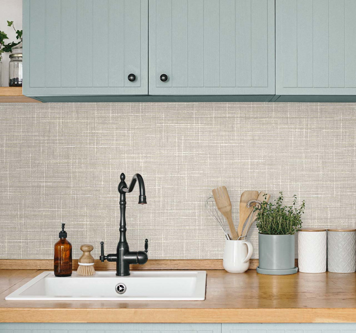 Grasmere Weave Light Toffee by Tedlar Textures Faux Linen Textured Vinyl Wallpaper – DuPont TG60134