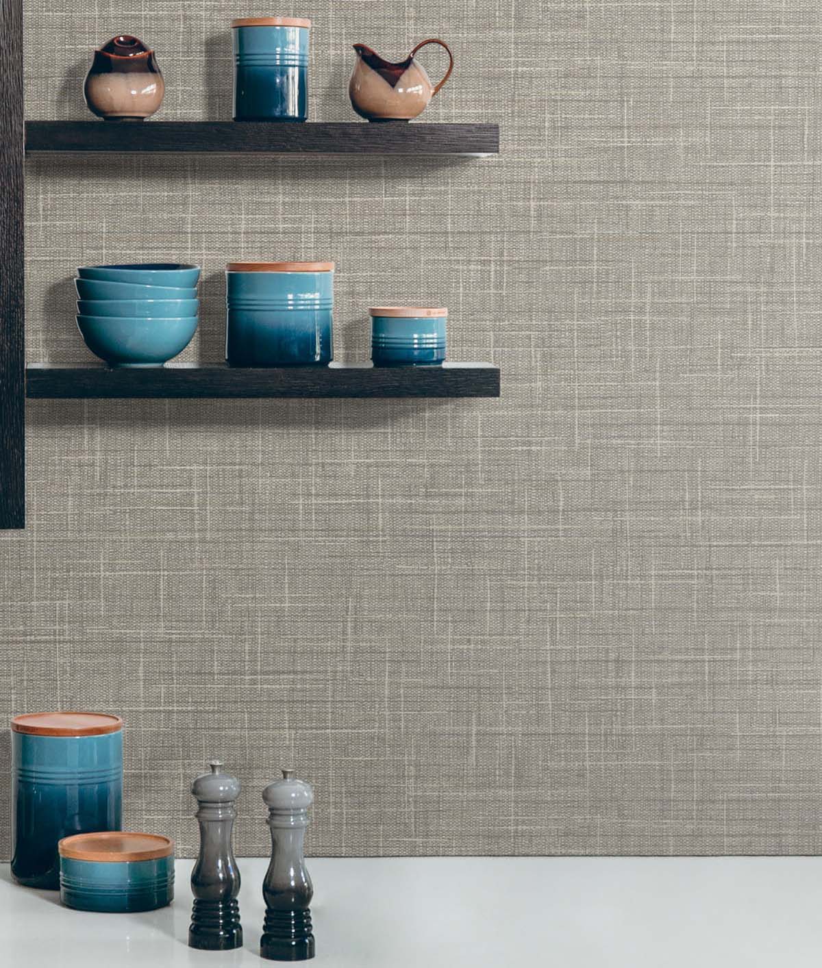 Grasmere Weave Oyster by Tedlar Textures Faux Linen Vinyl Wallpaper – DuPont TG60144