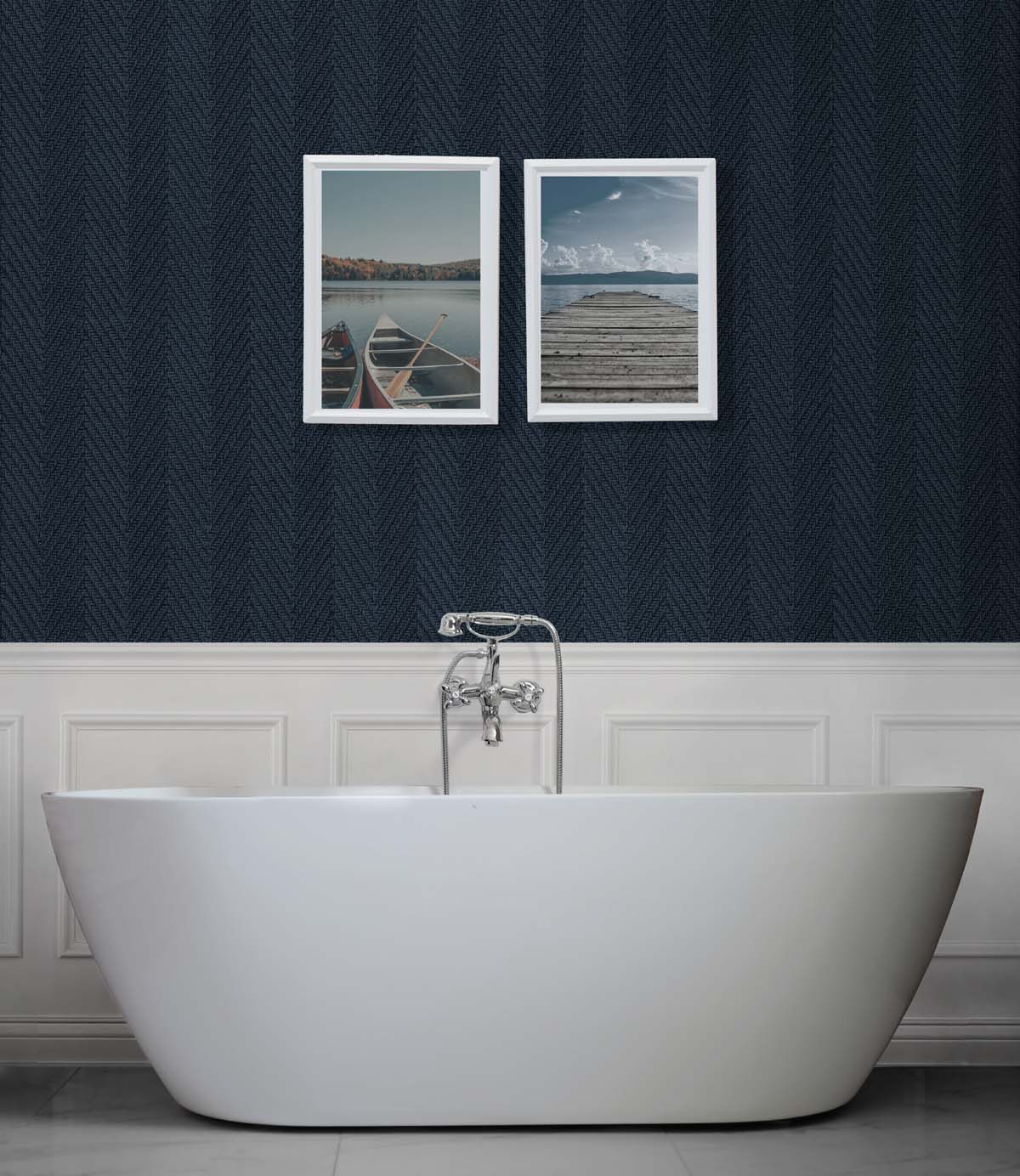 Throw Knit Dark Sapphire by Tedlar Textures Chevron Textured Vinyl Wallpaper – DuPont TG60218