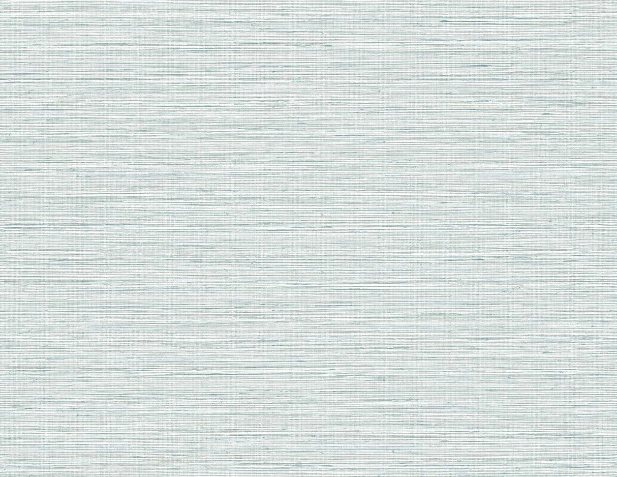 Blue faux sisal (faux grasscloth) textured wallpaper with fine horizontal woven-look lines