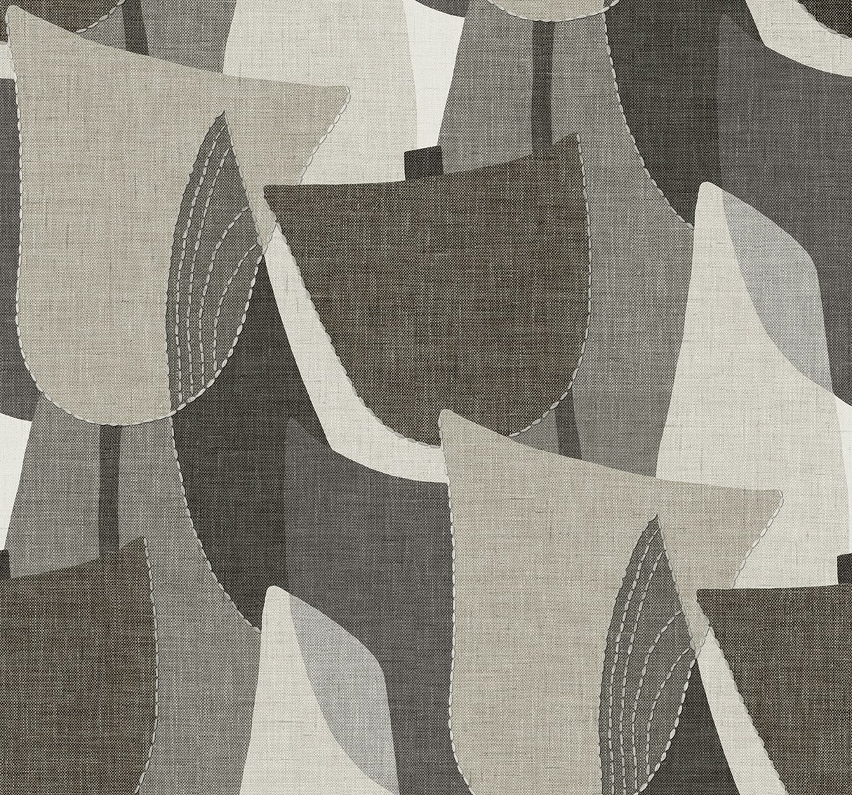 Mosley Tulips geometric tulip wallpaper in pebble gray tones