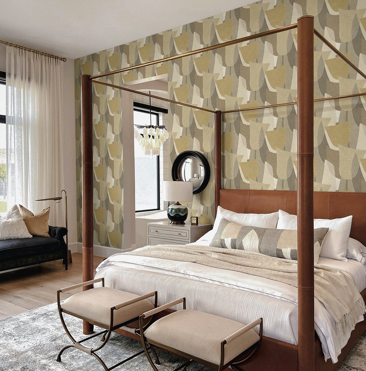 Mosley Tulips Dune by Fibers and Threads Geometric Tulip Vinyl Wallpaper – Seabrook Designs TH90003