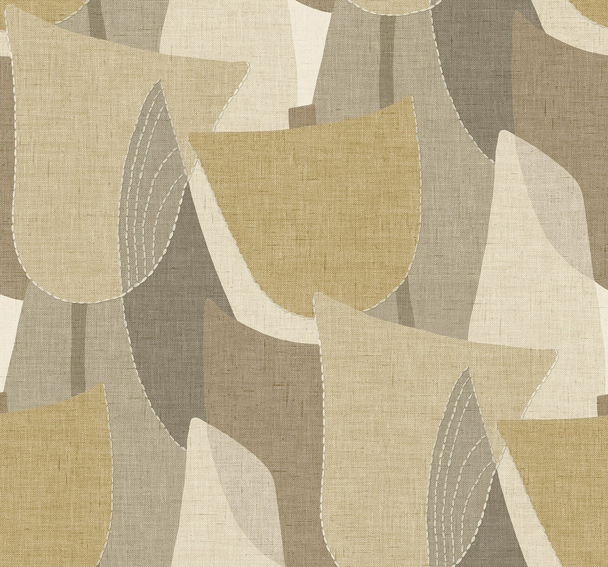 Mosley Tulips geometric tulip wallpaper in Dune neutral tones