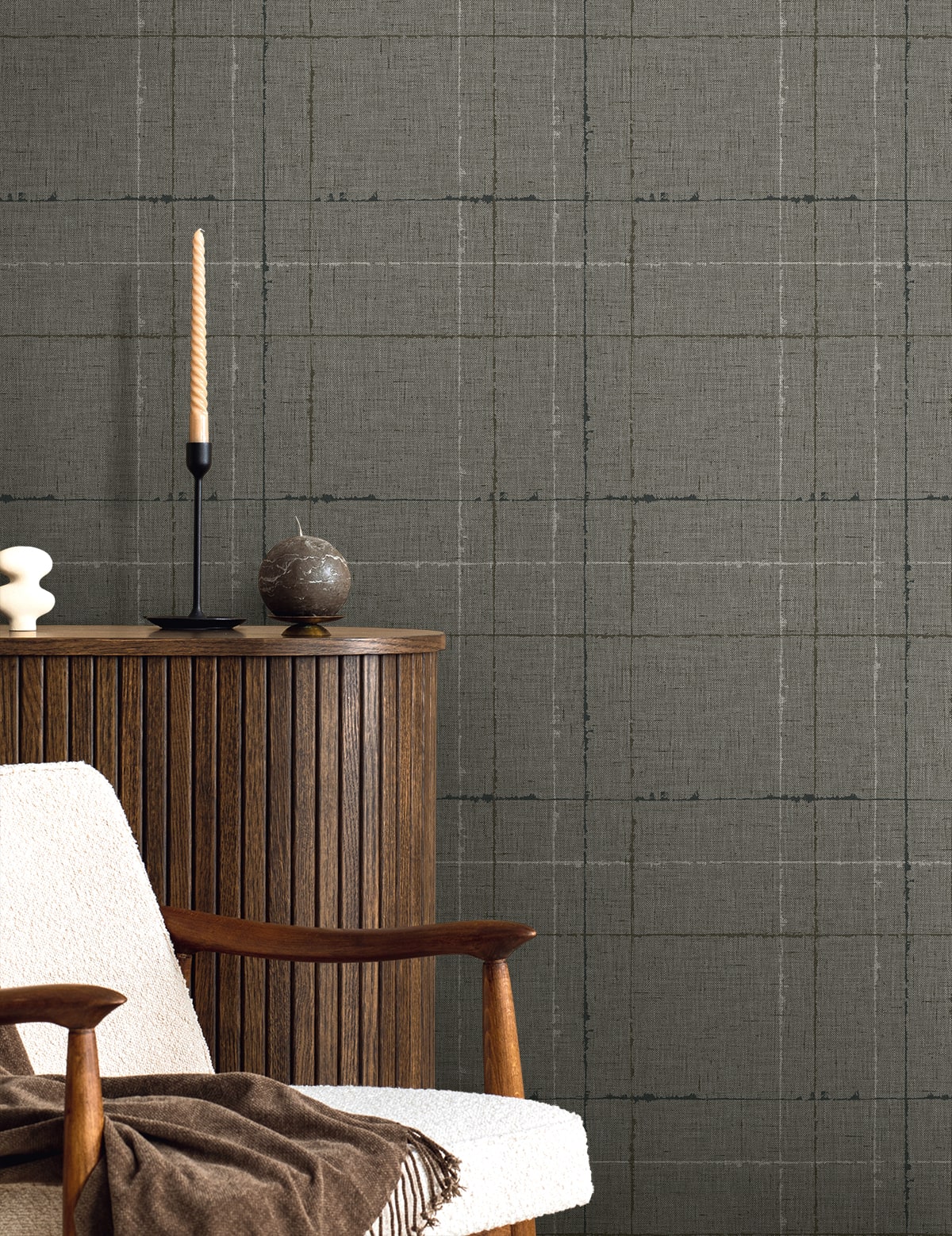 Gorton Plaid Mocha by Fibers and Threads Plaid Wallpaper – Seabrook Designs TH90110