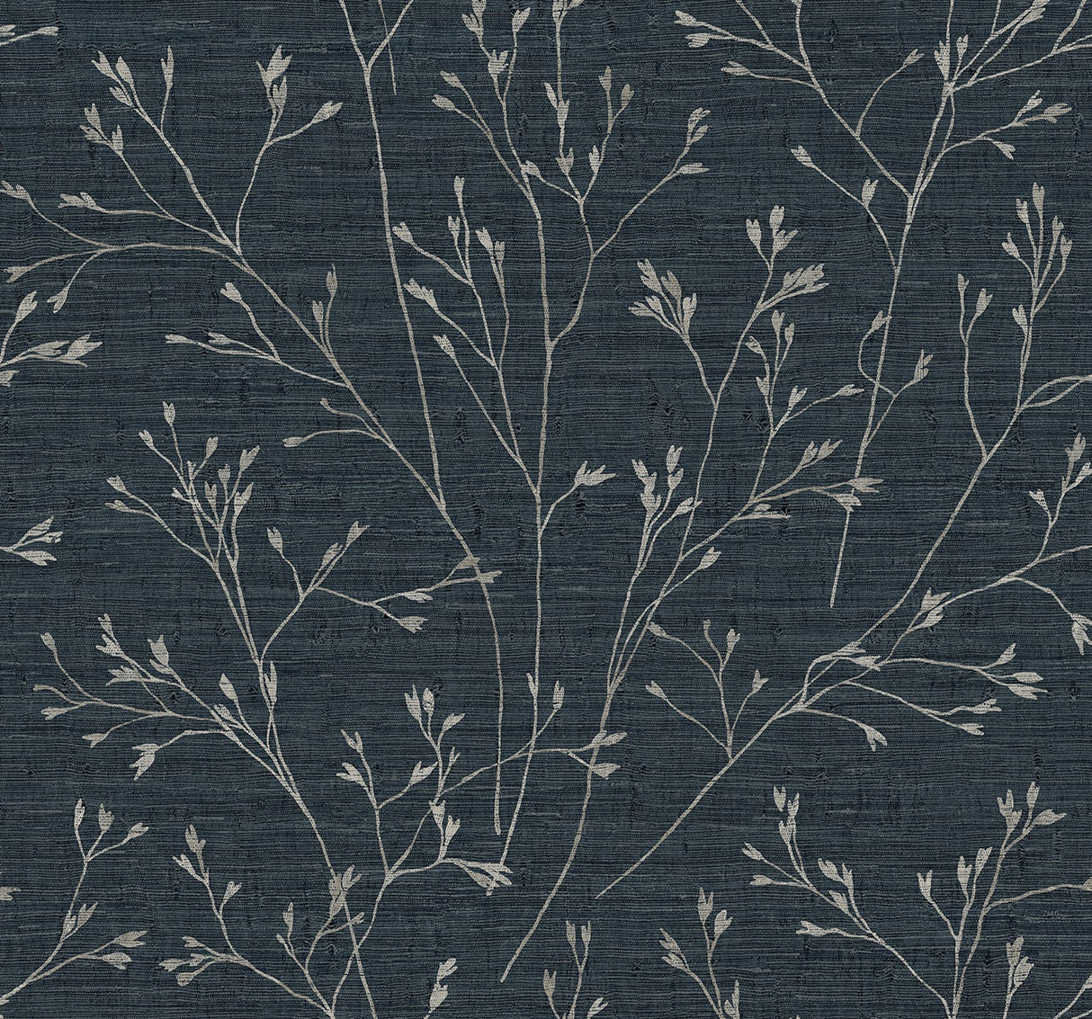 Withington Branch wallpaper in Ocean Deep with light botanical branch silhouettes on a textured blue ground