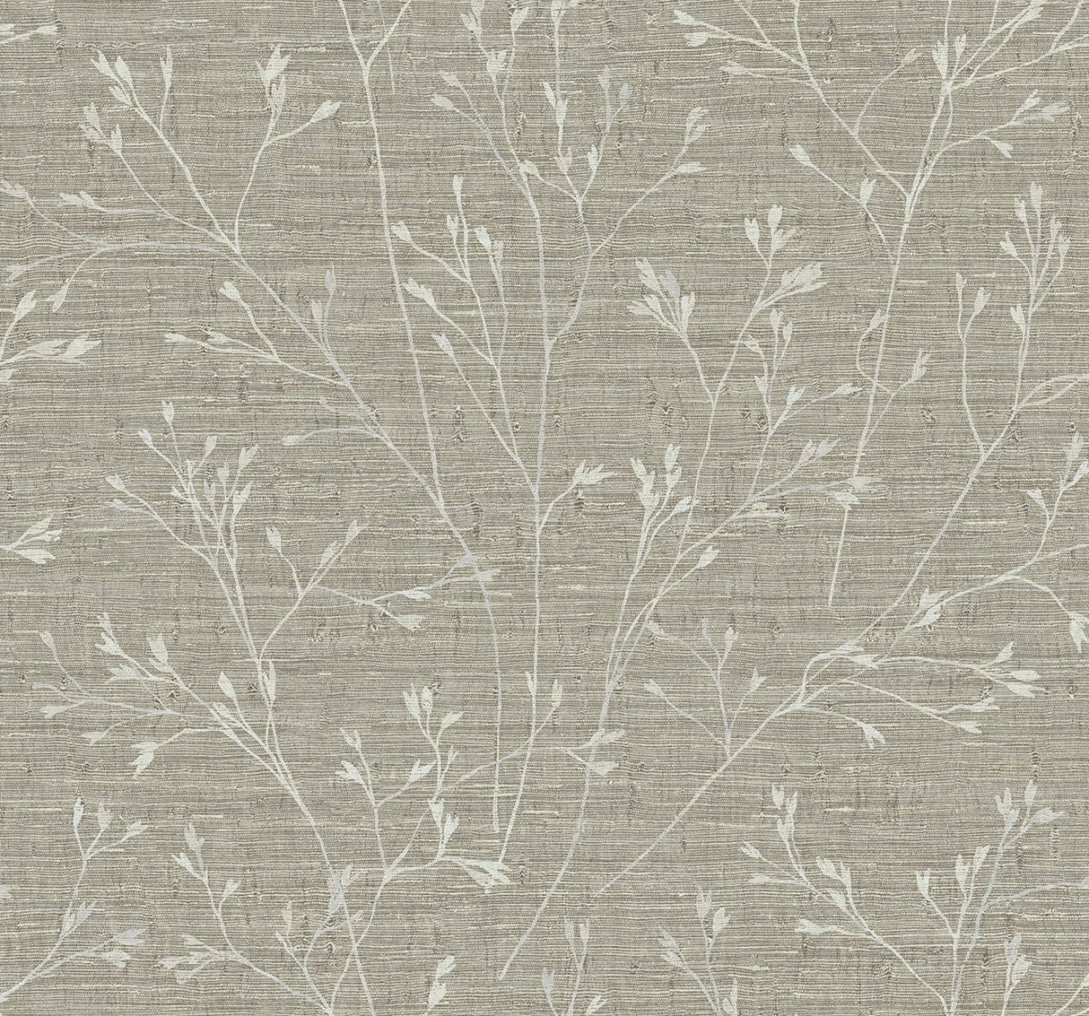 Withington Branch wallpaper in Mouse colorway with delicate botanical branches on a textured ground