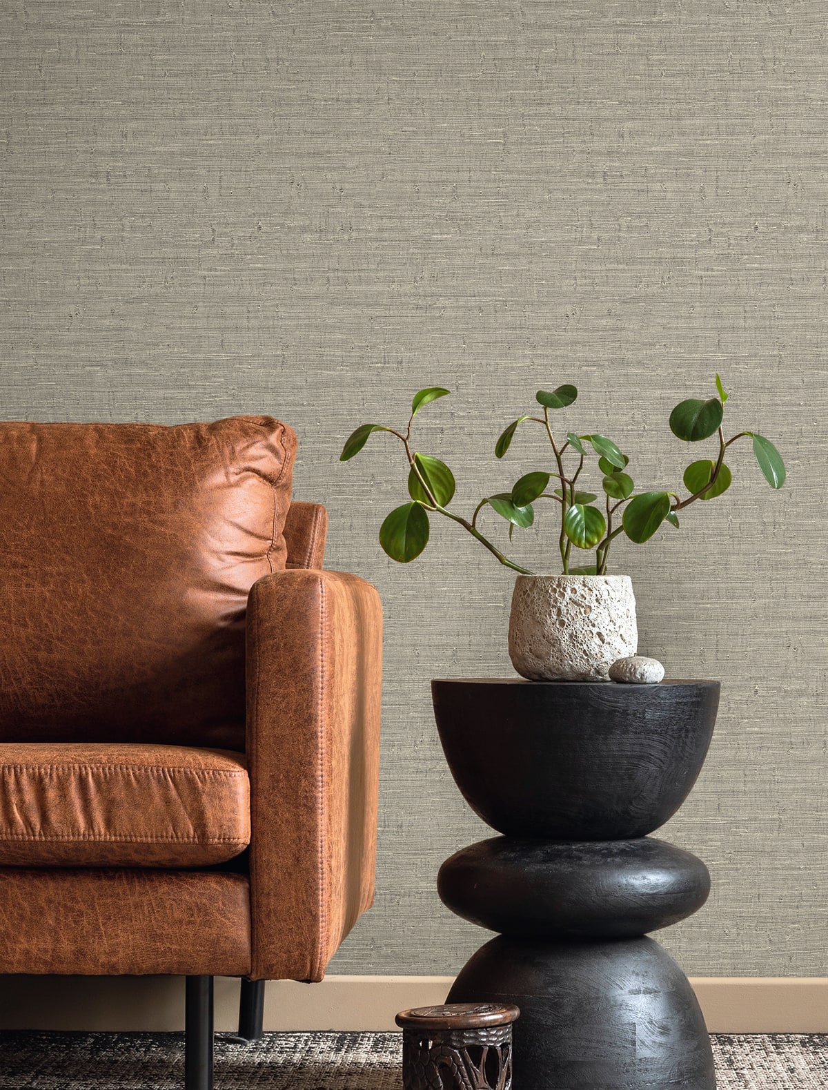 Wilslow Weave Storm Cloud by Fibers and Threads Faux Linen Texture Vinyl Wallpaper – Seabrook Designs TH90407