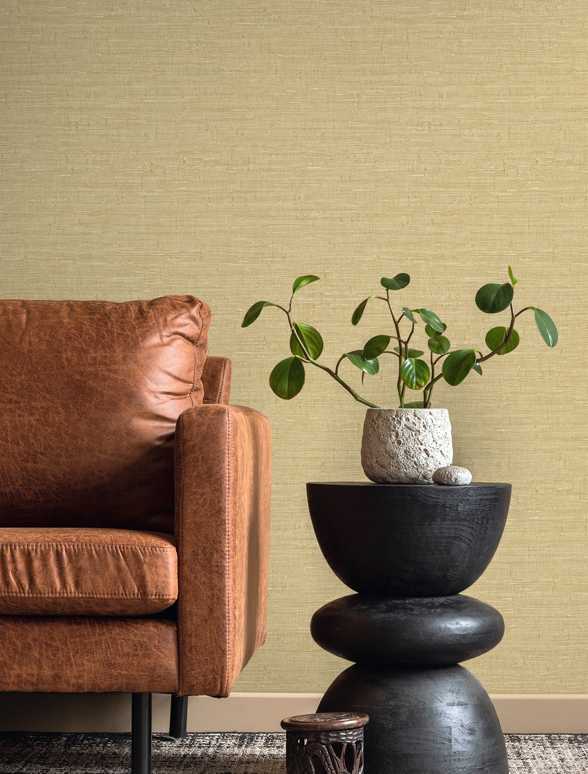 Wilslow Weave Bread by Fibers and Threads Faux Linen Vinyl Wallpaper – Seabrook Designs TH90415