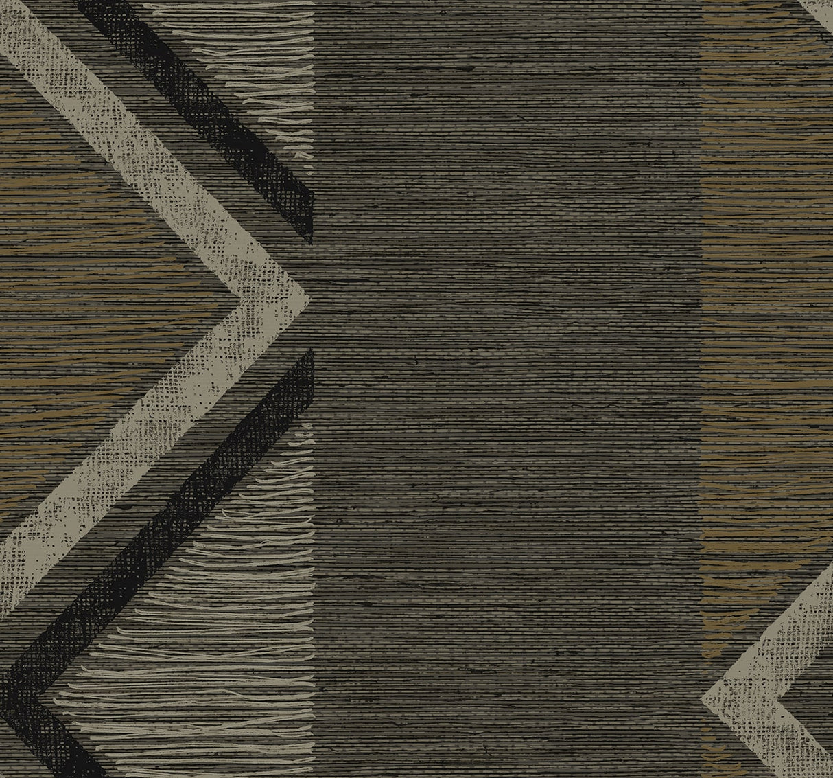 Beswick Chevron wallpaper pattern in Roasted Coffee with matte, woven-texture look and bold chevron stripes.