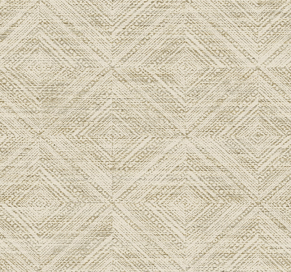 Cappuccino beige diamond geometric wallpaper with a woven texture look