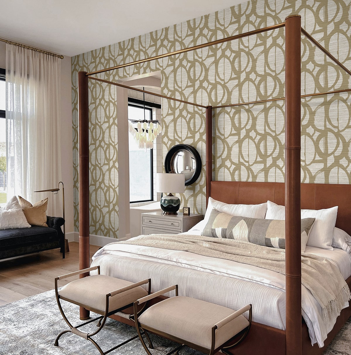Pendelton Oro by Fibers and Threads Abstract Wallpaper – Seabrook Designs TH91705