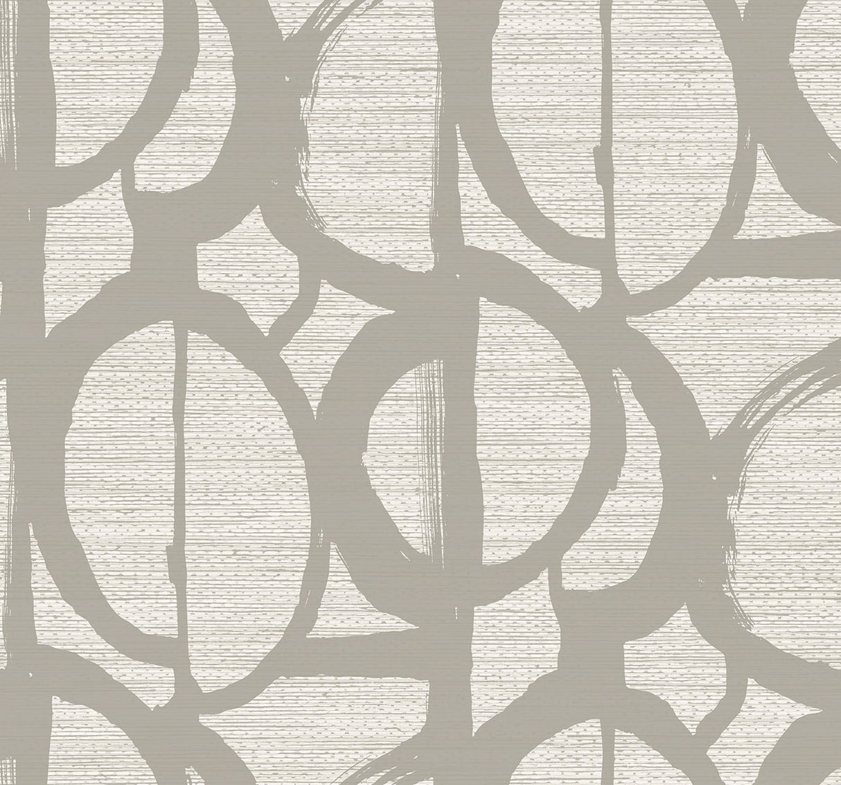 Pendelton Mist abstract wallpaper in soft gray with oversized looping shapes over a woven-texture ground
