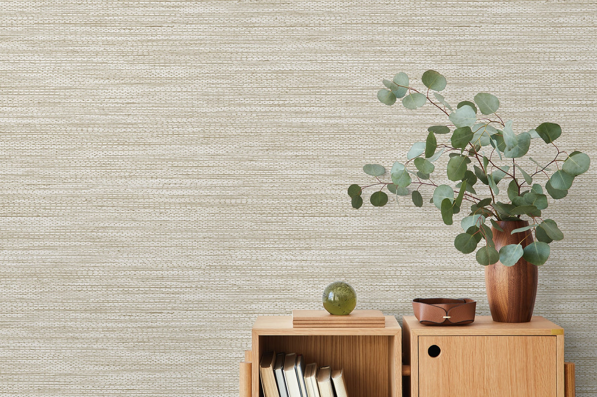 Hollinwood Weave Sand by Fibers and Threads Faux Grasscloth Wallpaper – Seabrook Designs TH91807
