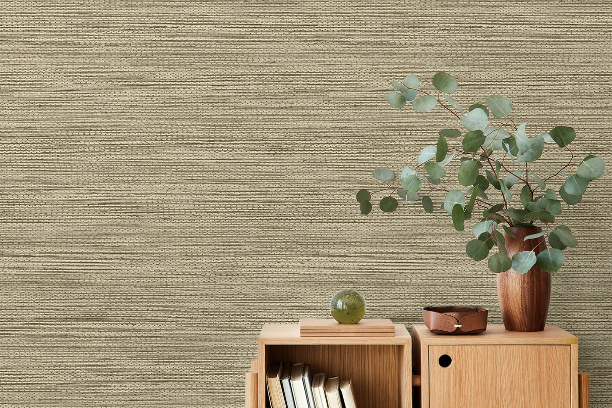 Hollinwood Weave Hazelnut by Fibers and Threads Faux Grasscloth Wallpaper – Seabrook Designs TH91817