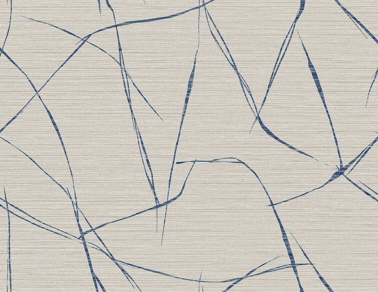 Davenport Sketch wallpaper in Seagull with abstract blue linework on a light textured ground