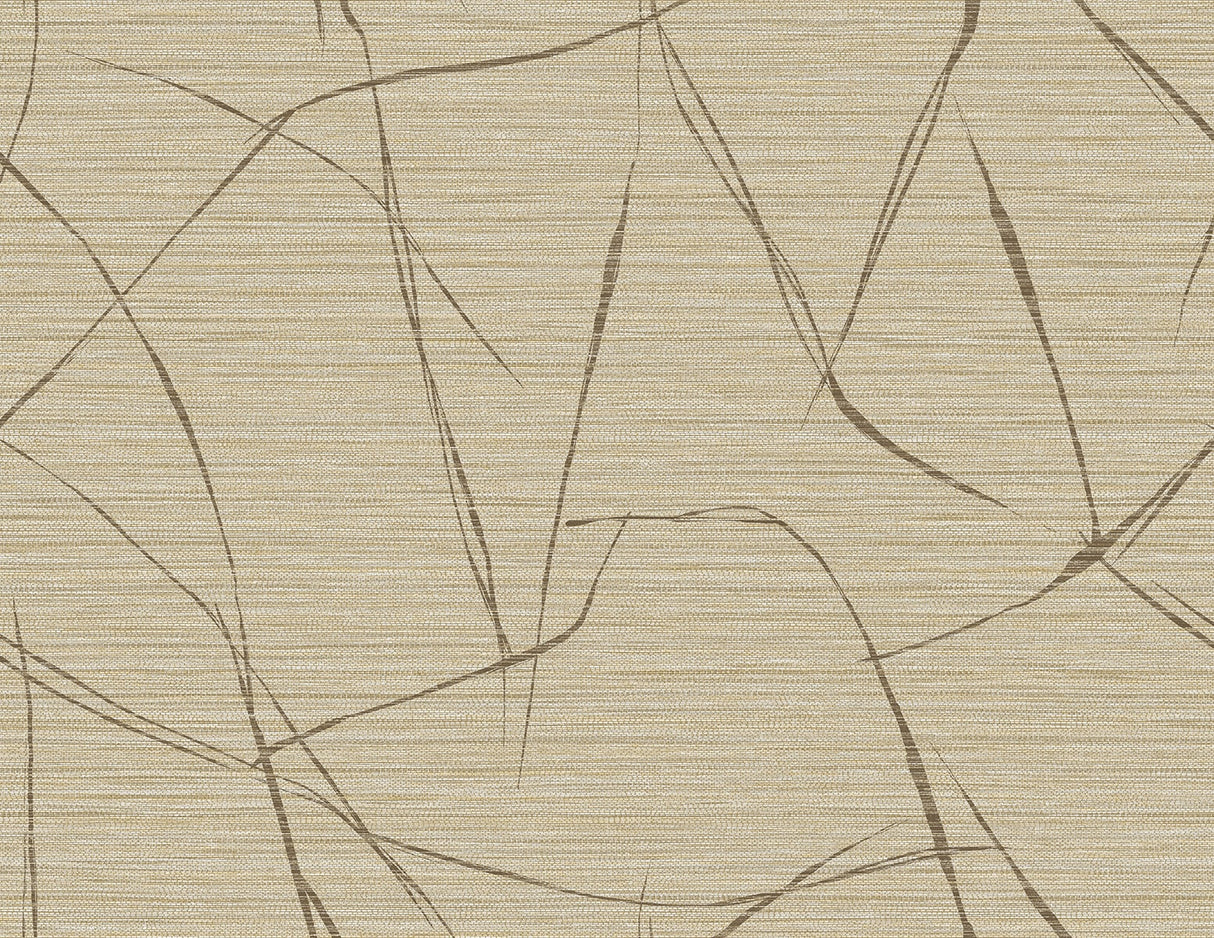Abstract sketch line wallpaper in warm beige honeycomb tones with a matte finish.