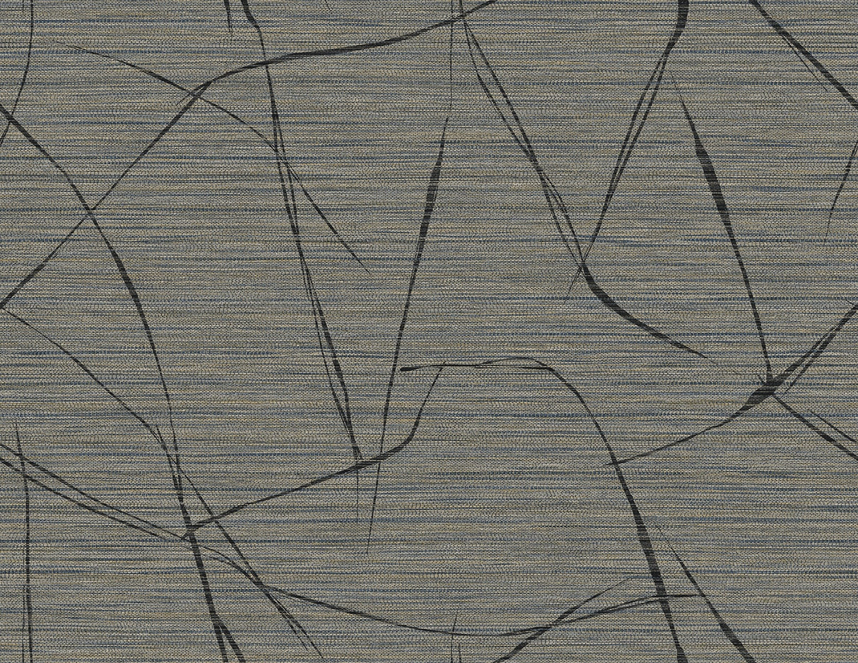 Davenport Sketch wallpaper in burlap brown with abstract sketch lines and woven texture